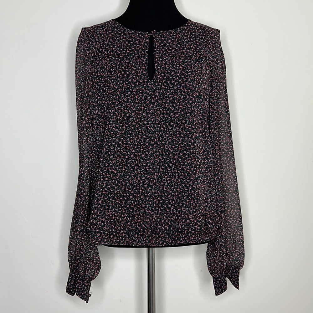 REBECCA MINKOFF Floral Keyhole Blouse XS